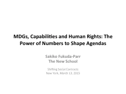 MDGs, Capabilities and Human Rights: The Power of Numbers t