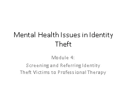 Mental Health Issues in Identity Theft