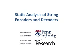 Static Analysis of String Encoders and Decoders