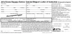 Jetta Excess Baggage Service ConnoteShippers Letter of Instruction Please print in English