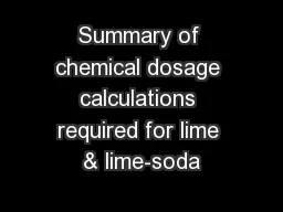 Summary of chemical dosage calculations required for lime & lime-soda