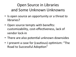 Open Source in Libraries