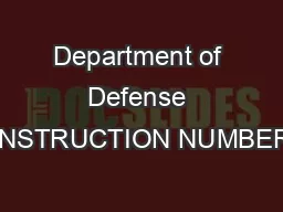 Department of Defense INSTRUCTION NUMBER