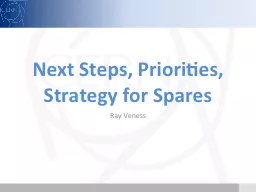Next Steps, Priorities, Strategy for Spares