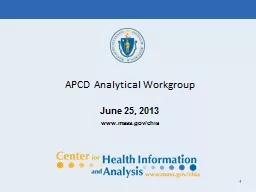 1 APCD Analytical Workgroup