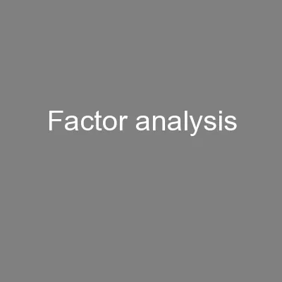 Factor Analysis