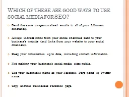 Which of these are good ways to use social media for SEO?
