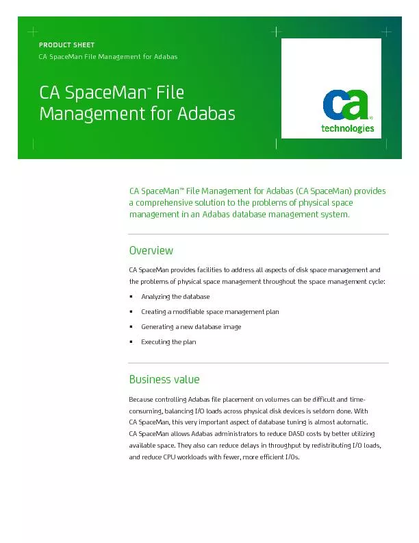 CA SpaceMan File Management for Adabas