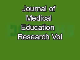 Journal of Medical Education  Research Vol