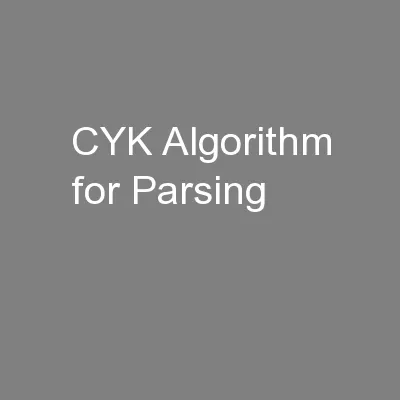 CYK Algorithm for Parsing