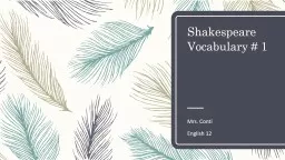 Shakespeare Vocabulary # 1