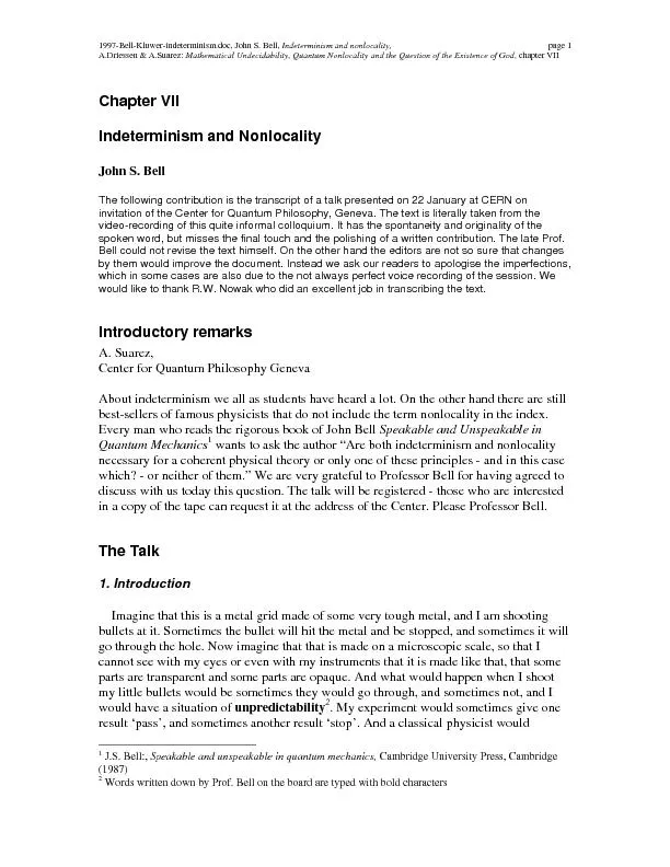 1997-Bell-Kluwer-indeterminism.doc, John S. Bell,    page 2 understand