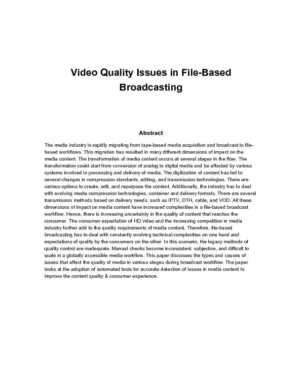 Video Quality Issues in File-Based Broadcasting