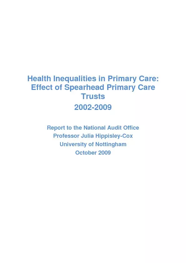 Health Inequalities in Primary Care: Effect of Spearhead Primary Care