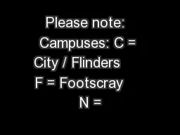 Please note:  Campuses: C = City / Flinders      F = Footscray     N =