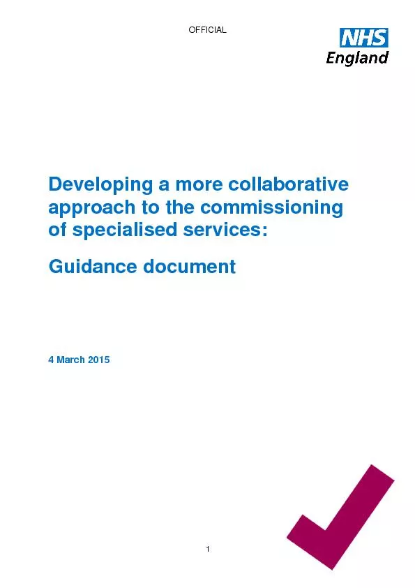 Developing a more collaborative approach to the commissioning of speci