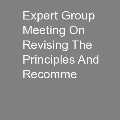 Expert Group Meeting On Revising The Principles And Recomme