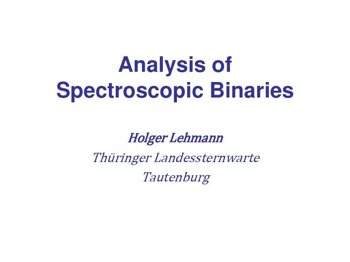 Spectroscopic Binaries