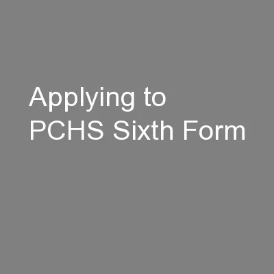 Applying to PCHS Sixth Form