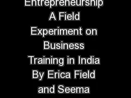 Do Traditional Institutions Constrain Female Entrepreneurship A Field Experiment on Business