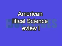 American litical Science eview l