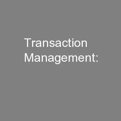 Transaction Management: