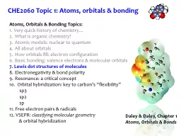 CHE2060 Topic 1: Atoms, orbitals & bonding