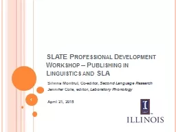 SLATE Professional Development Workshop – Publishing in L