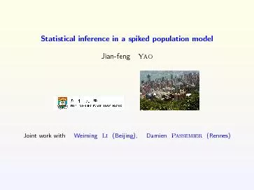 2).Inferenceonspikesa).KnownresultsSpikedpopulationmodelPopulationcova