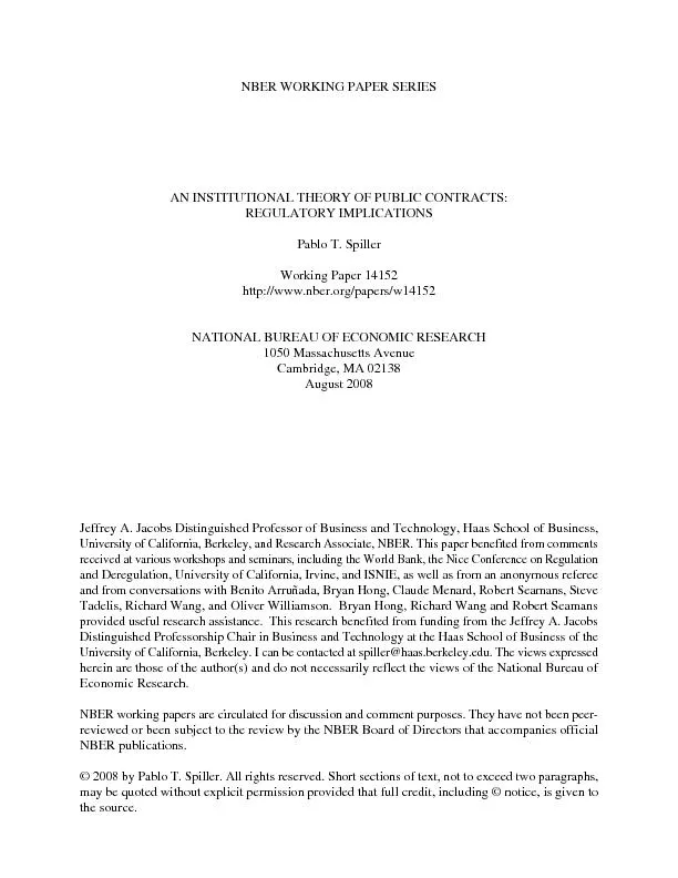 An Institutional Theory of Public Contracts: Regulatory ImplicationsPa