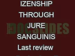 RECOGNITION OF ITALIAN CIT IZENSHIP THROUGH JURE SANGUINIS Last review  September  if