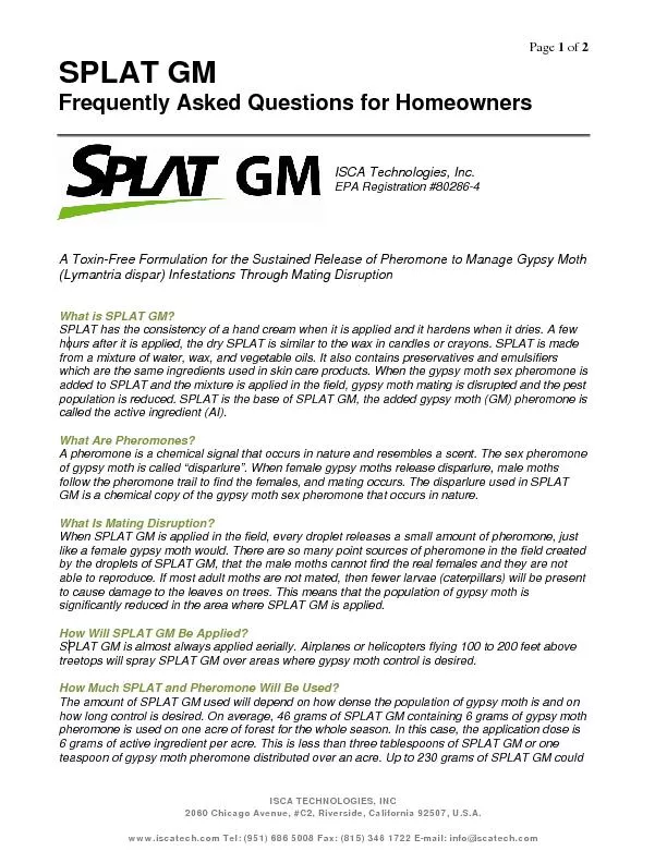 Page 1 of 2 SPLAT GM  Frequently Asked Questions for Homeowners 
...