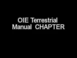 OIE Terrestrial Manual  CHAPTER