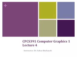 CPCS391 Computer Graphics 1