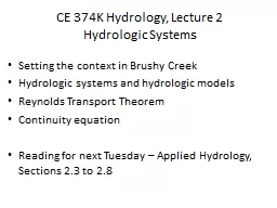 CE 374K Hydrology, Lecture 2