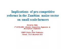 Implications of pro-competitive reforms in the Zambian maiz
