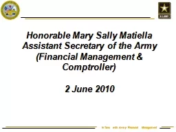 Honorable Mary Sally Matiella Assistant Secretary of the Ar