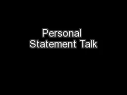 Personal Statement Talk