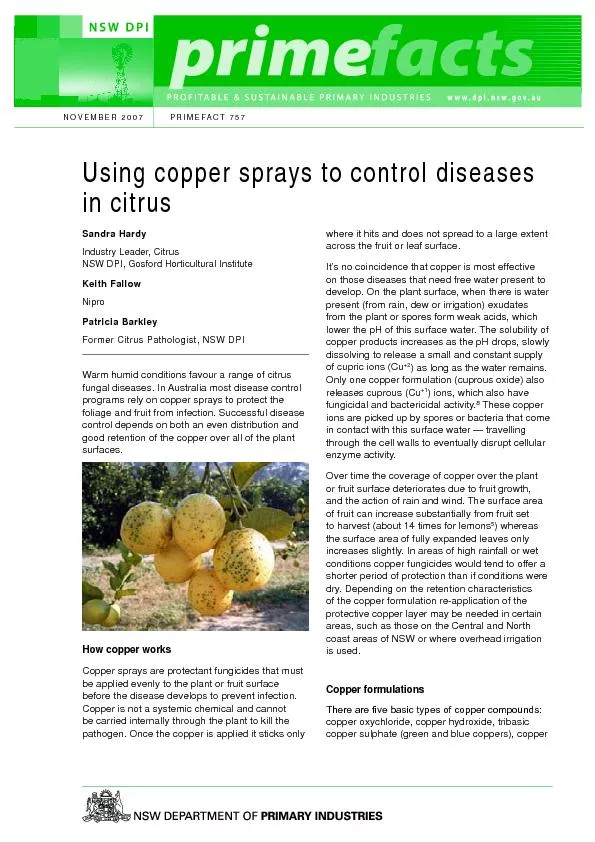 Using copper sprays to control diseases in citrusSandra Hardy
...