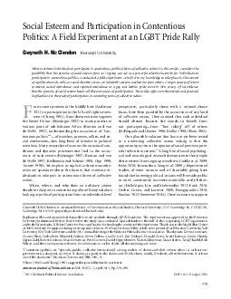 Social Esteem and Participation in Contentious Politics A Field Experiment at an LGBT