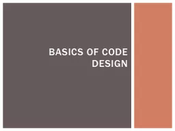 Basics of Code Design