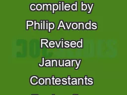 Contestants Declaration Sheet compiled by Philip Avonds Revised January  Contestants Declaration