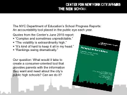 The NYC Department of Education’s School Progress Reports
