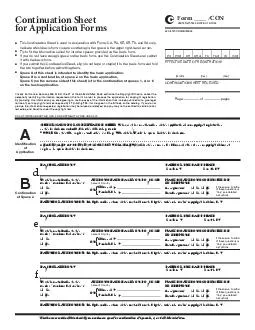 Continuation Sheet for Application Forms This Continuation Sheet is used in conjunction