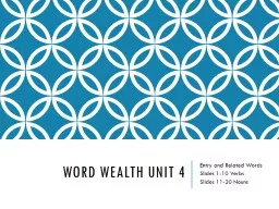 Word Wealth Unit 4