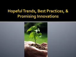 Hopeful Trends, Best Practices, & Promising Innovations
