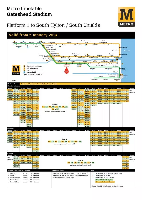 PDF - Metro timetable Gateshead Stadium PDF document