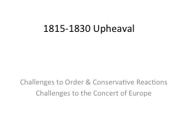 1815-1830 Upheaval