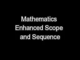 Mathematics Enhanced Scope and Sequence