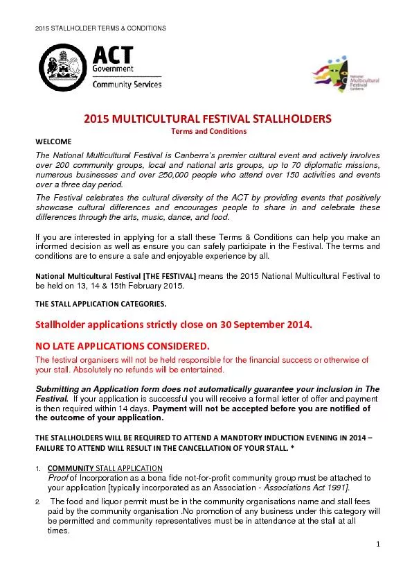 STALLHOLDER TERMS & CONDITIONS